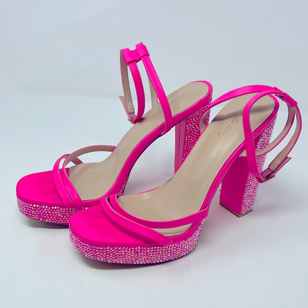 Elisabet Lang Pink Rhinestone Heel Barbie Shoes Size 8.5 Excellent Condition
